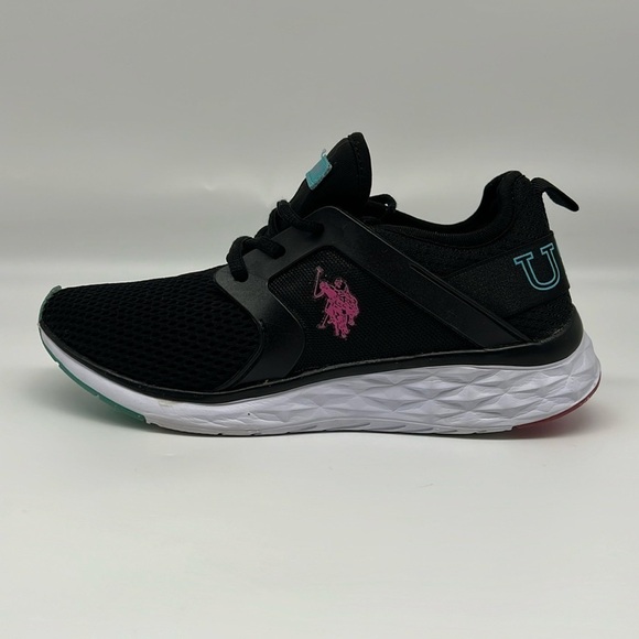 US Polo Association NW8110 Morale -M Black Sneaker Pink Turquoise Accents size 6 - Picture 1 of 11